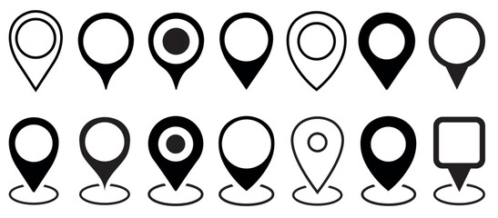 Location pin icon set. Map pin place marker.Location icon. Map marker pointer icon set. GPS location symbol collection. Location pin icon on transparent background. Vector illustration.