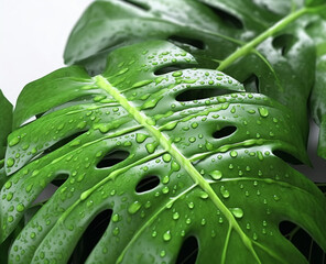  Monstera leaf isolated on white background