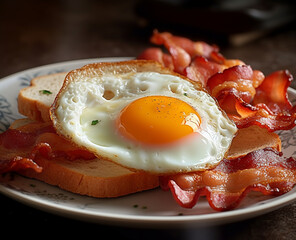 Typical American coffee, egg and bacon