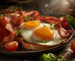 Typical American coffee, egg and bacon