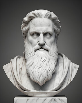 8K image of a greek marble bust against a dark background. Generative AI