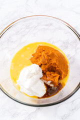 Chocolate pumpkin bundt cake with toffee glaze