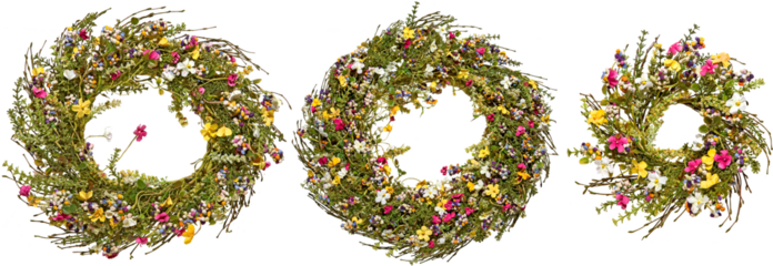 set of wreaths on transparent background