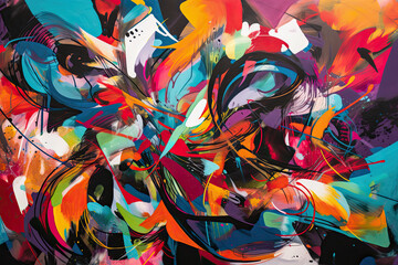 Abstract Graffiti Artwork in Bold Colors, generative ai