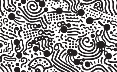 Simple black and white abstract seamless pattern