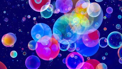 Colorful bubbles floating in endless space - generative ai