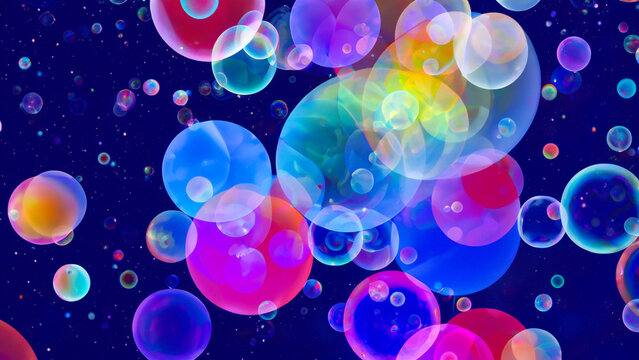 Colorful bubbles floating in endless space - generative ai