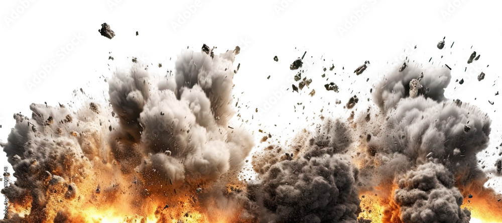 Wall mural explosions isolated on transparent background - generative ai