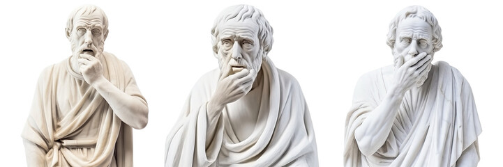 Set of marble statue of philosophers isolated on transparent background - Fictional Person, Generative AI