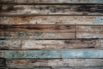 Fototapeta na wymiar Antique Wooden Planks with Faded Paint and Knots, generative ai