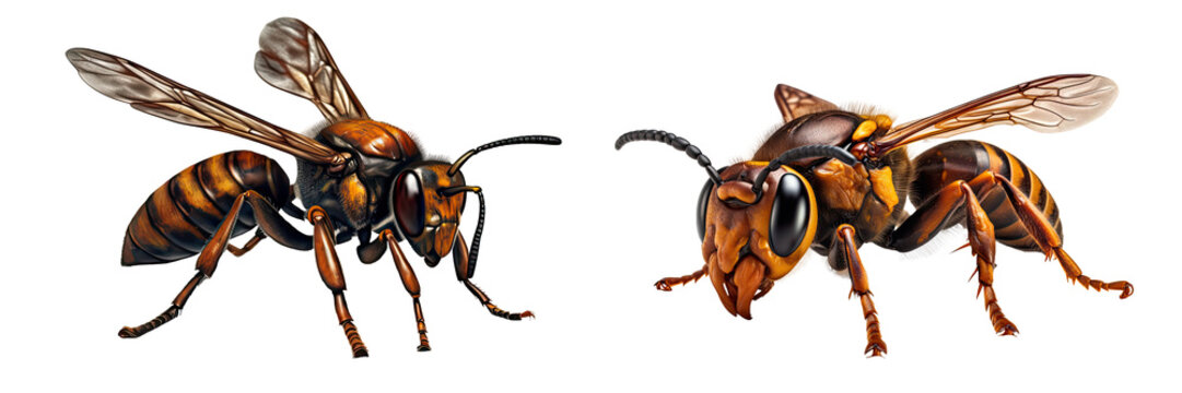Set of hornets isolated on transparent background -Generative AI