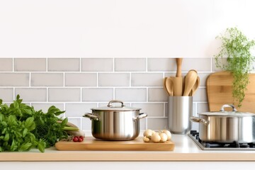Fototapeta na wymiar stock photo of Modern kitchen countertop with domestic view Photography AI Generated