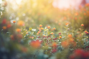 Blurred Garden in Springtime Background Wallpaper, generative ai