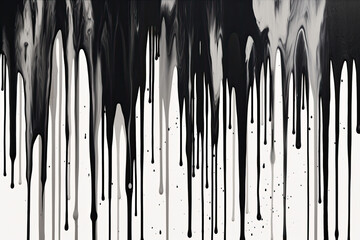 Bold and graphic paint drips in black and white, creating a striking wallpaper that captures the essence of modern minimalism, generative ai