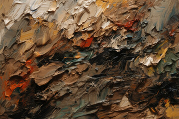 Bold and Textured Oil Paint Strokes in Earthy Tones on a Neutral Background, generative ai