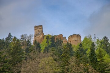 Fototapeta na wymiar Zborov Castle in spring in Slovakia