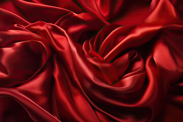 Bold red satin with dramatic ruched details, generative ai