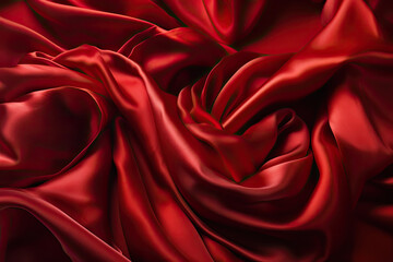 Obraz premium Bold red satin with dramatic ruched details, generative ai