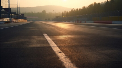 Racing highway at sunset. Generative AI