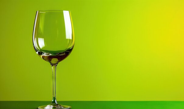  a glass of wine sitting on a green table with a green wall in the backgrounge of the room in the backgrouch.  generative ai
