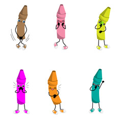 vector illustration of various colored characters with different colors and expressions