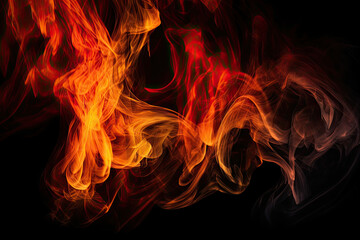 Colorful Fire Flames on a Dark Background, generative ai