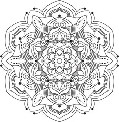 Vector art work of mandala_black and white_2_6