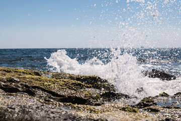 Amazing waves in the sea in Antalya, Turkey