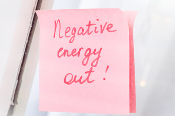inspirational quotes on pink sticker on the mirror,handwriting text