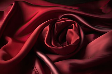 Deep and Rich Silk Fabric Texture in Bold Crimson Red, generative ai