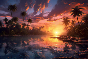 Summertime Paradise Captivating Summer Beach Photos for Your Vacation, Travel Tropical Island Dreams Jungle Trip Destination Bali Mal&eacute; Canc&uacute;n Phuket Kair Bora Bora Maldives Hawaii Fiji Generative AI