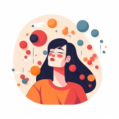 Allergy pills for women. It's easy to breathe. No Runny nose and watery eyes. Happy woman. Illustration. Ai generated - obrazy, fototapety, plakaty