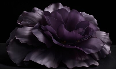  a large purple flower on a black background with a black back ground and a black back ground with a black back ground and a black background with a black back ground and a.  generative ai