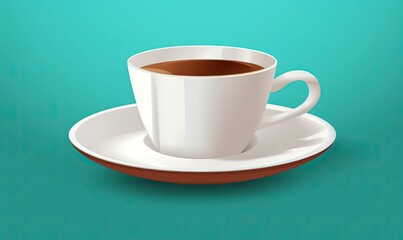  a cup of coffee sitting on top of a saucer on a green background with a brown rim and saucer on the saucer.  generative ai