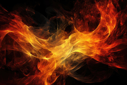 Electric Waves of Fire in a Flaming Abstract, generative ai