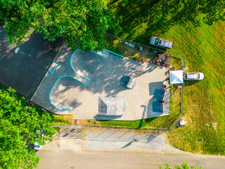 Drone view of skate park
