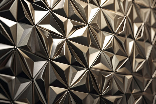Fototapeta Embossed geometric shapes in metallic shades creating an illusion of depth, generative ai