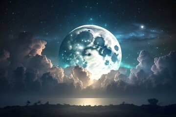 Fototapeta na wymiar moon as dreamy and ethereal background