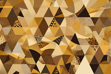 Fototapeta na wymiar Geometric shapes in muted shades of yellow and brown on a textured cream background, generative ai