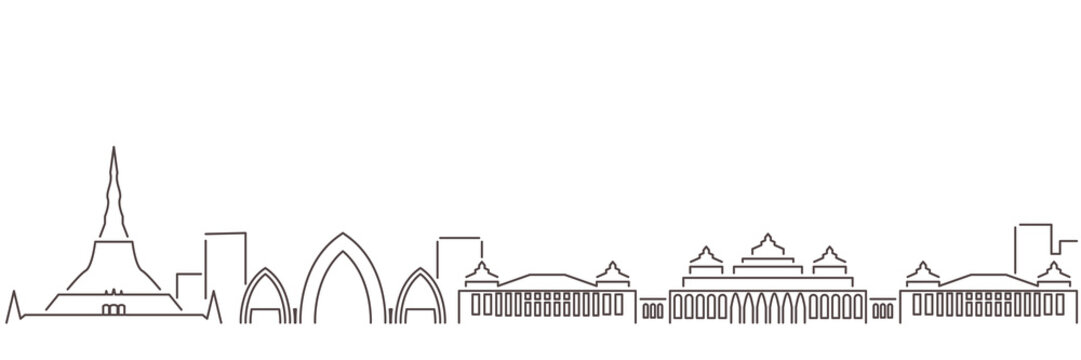 Naypyidaw Dark Line Simple Minimalist Skyline With White Background