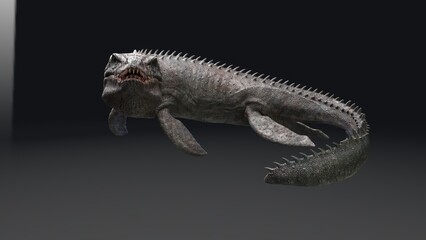 Fototapeta premium Mosasaurus pose render of background. 3d rendering