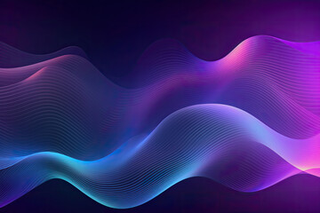 Holographic gradient waves in shades of purple and blue, generative ai