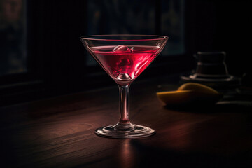 Elegant Cosmopolitan Cocktail in a Glass. Generative AI