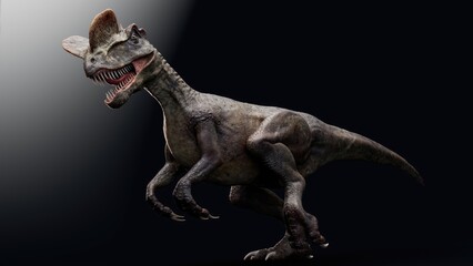 Obraz na płótnie Canvas Dilophosaurus pose render of background. 3d rendering