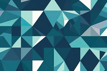 Minimalistic and modern seamless pattern featuring geometric shapes in various shades of blue, generative ai