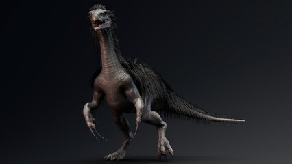 Fototapeta premium Therizinosaurus pose render of background. 3d rendering