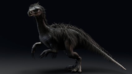 Fototapeta premium Therizinosaurus pose render of background. 3d rendering