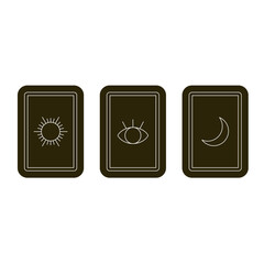Magical tarot card vector flat illustration. Celestial outline element.