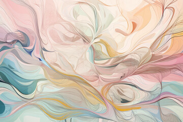 Pastel Abstract Art with Swirls and Lines, generative ai