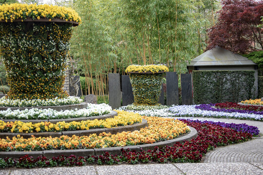 Kasteeltuinen Arcen, Limburg, The Netherlands - June 4, 2023. Beautiful Park with flower beds and flowers in the old Castle Garden of Arcen